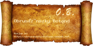 Obrusánszky Botond névjegykártya